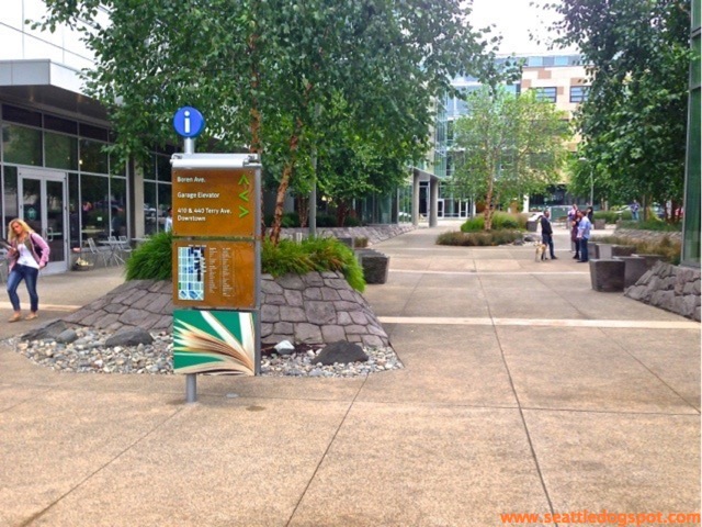 Amazon's campus has lots of open space where people can walk or hang out with their dogs